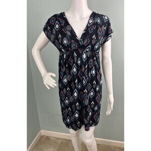 Rock & Roll Cowgirl Cap Sleeve Double V-Neck Southwest Print Dress Sz Medium
